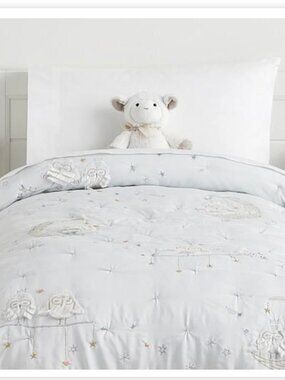 Pottery Barn Toddler Quilt Stella Tencel Baby‎ Quilt Blue Owls Night Sky